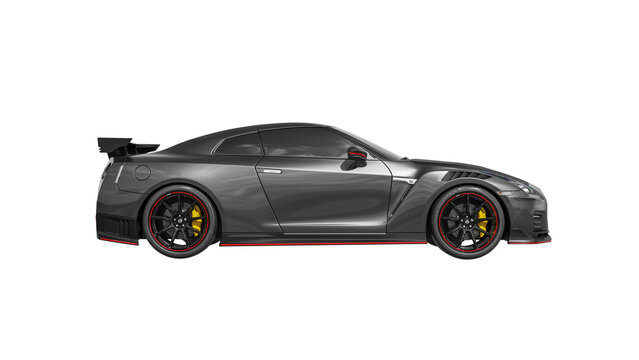Nissan gtr NISMO on white, 3d rendering of black Nissan ONG transparent background