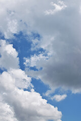 Fototapeta premium white clouds on a fresh blue sky with various shapes for anime or aesthetic backgrounds