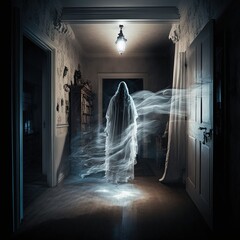 illustration paranormal events in a house made with generative ai