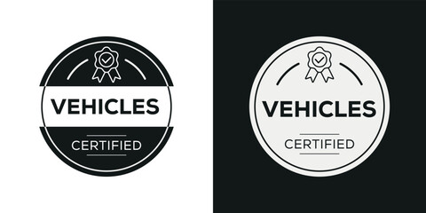 Fototapeta na wymiar Creative (Vehicles) Certified badge, vector illustration.