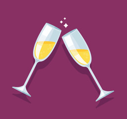 Cheers wine glasses vector illustration