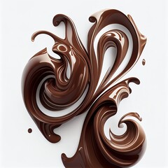 Chocolate and milk swirls, amazing twisted background for works.  AI Generative