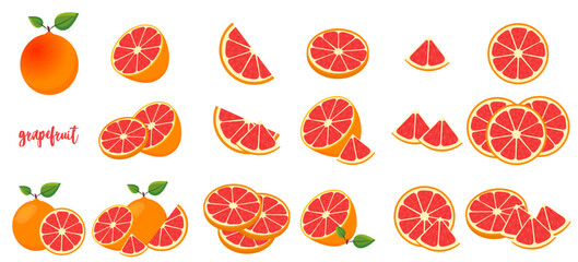 Vector image of a grapefruit. Juicy healthy citrus fruit. A design element for web applications, websites and social networks.