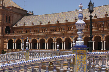Fototapeta premium Fragments of the beautiful decorations of the Royal Palace Alcazar in Seville, Andalusia, Spain.