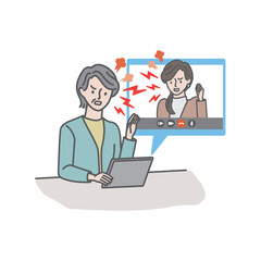 ビデオ通話で娘（嫁）とケンカするシニア女性