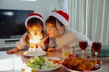 母と娘のクリスマスパーティー