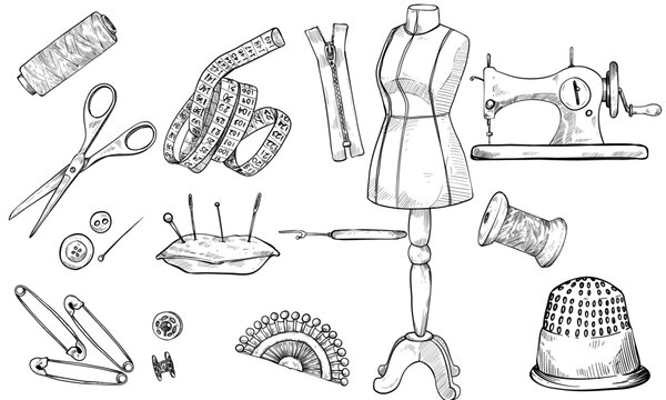 sewing tool handdrawn illustration