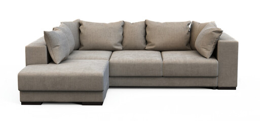 sofa render isolated PNG on transparent background advertising