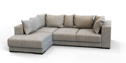 sofa render isolated PNG on transparent background advertising