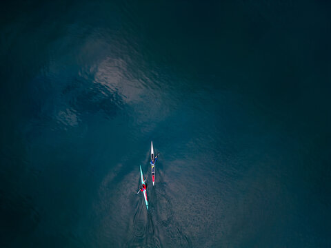 Open Water Sport Kayak And Canoe Aerial View