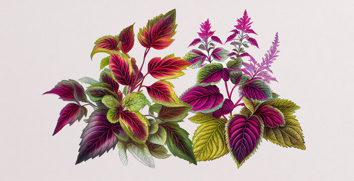 Pathar Chur Bryophyllum (Coleus Barbatus). Botanical illustration on white paper. The best medicinal plants, their effects and contraindications. Natural medicine. Plant properties