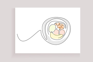 asian traditional food line drawing minimalist art menu presentation concept. famous chinese japanese korean food cuisine. Top view, copy space.