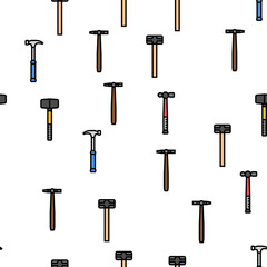 hammer tool construction vector seamless pattern thin line illustration