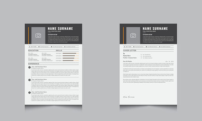 Professional Resume and CV Template Layout Set with black header Accents