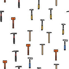 hammer tool construction vector seamless pattern thin line illustration