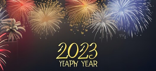 New year 2023, Happy new year banner, New year 2023 background design for design.