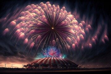 circus fireworks, fireworks, generative ai composite