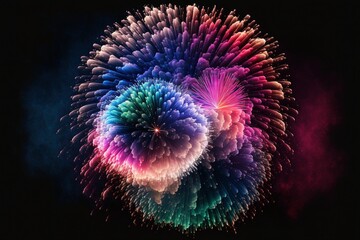 neon fireworks, generative ai composite