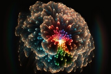 fireworks noen color burst, generative ai composite