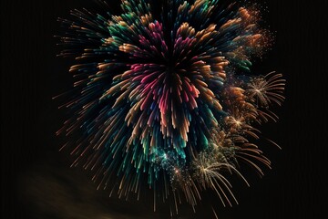 fireworks on dark background, generative ai composite