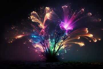 fireworks from ground, generative ai composite