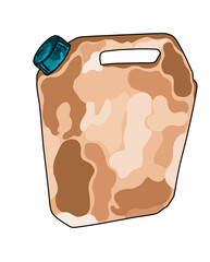 Illustration of a jerry can with the art of various light and dark colors that are abstract but still beautiful to look at.