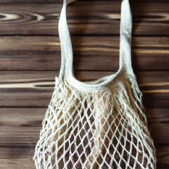 Mesh eco bag. Natural and biodegradable material pouch.