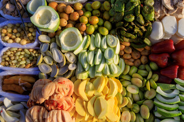 Street Food Sliced Fruit Market Stall Cambodia