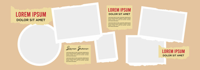 Pictures or photos frame collage. comics page grid layout abstract photo frames and digital photo wall template