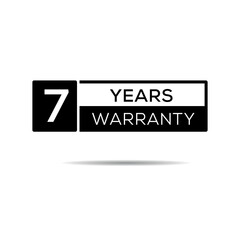 7 years warranty seal stamp, vector label.