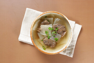 Muguk or Seogogi Muguk is Korean beef and radish soup.