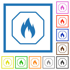 Octagon shaped natural gas sanction sign outline flat framed icons