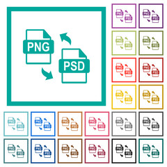 PNG PSD file conversion flat color icons with quadrant frames