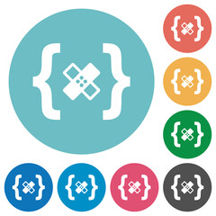 Software patch flat round icons