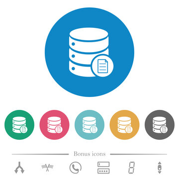 Database properties flat round icons