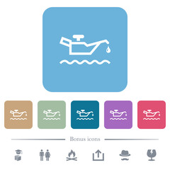 Oil level indicator flat icons on color rounded square backgrounds