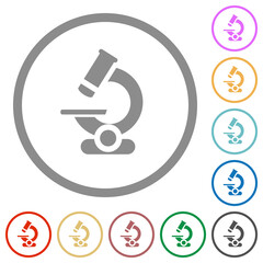 Microscope flat icons with outlines