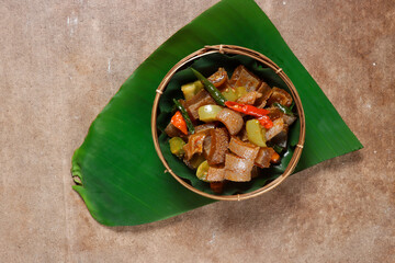 Oseng Kikil is Stir Fried Cow Skin with spicy flavors.