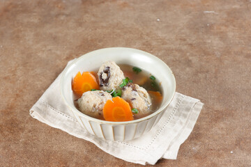 Sup Bakso Lohoa or Bakso Rambutan  is Lohoa Meatballs made from  minced meat, mushroom and glass noodles.