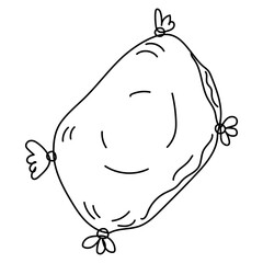 Pillow sketch isolated on white background. Line art vector illustration.