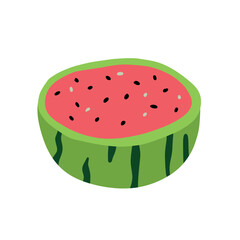 Slice Of Watermelon Cartoon. Vector Food Fruit isolated on white background.