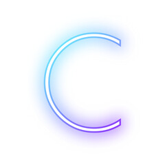 Alphabet uppercase C neon blue purple