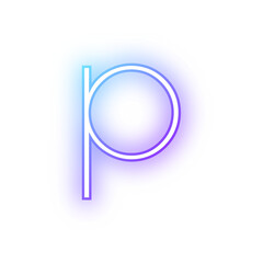 Alphabet lowercase p neon blue purple