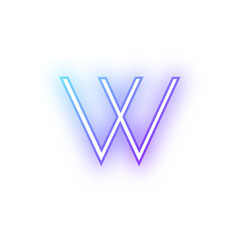 Alphabet lowercase w neon blue purple