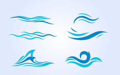Fototapeta na wymiar Abstract waves logo concept set of six