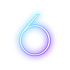 Alphabet six 6 neon blue purple