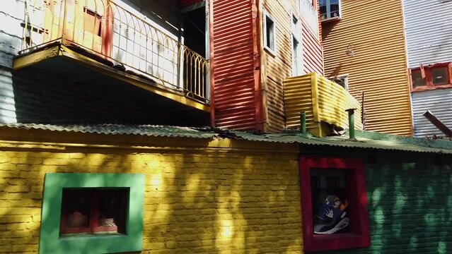 La Boca district in Argentina, an area with colored houses in Buenos Airos, Argentina