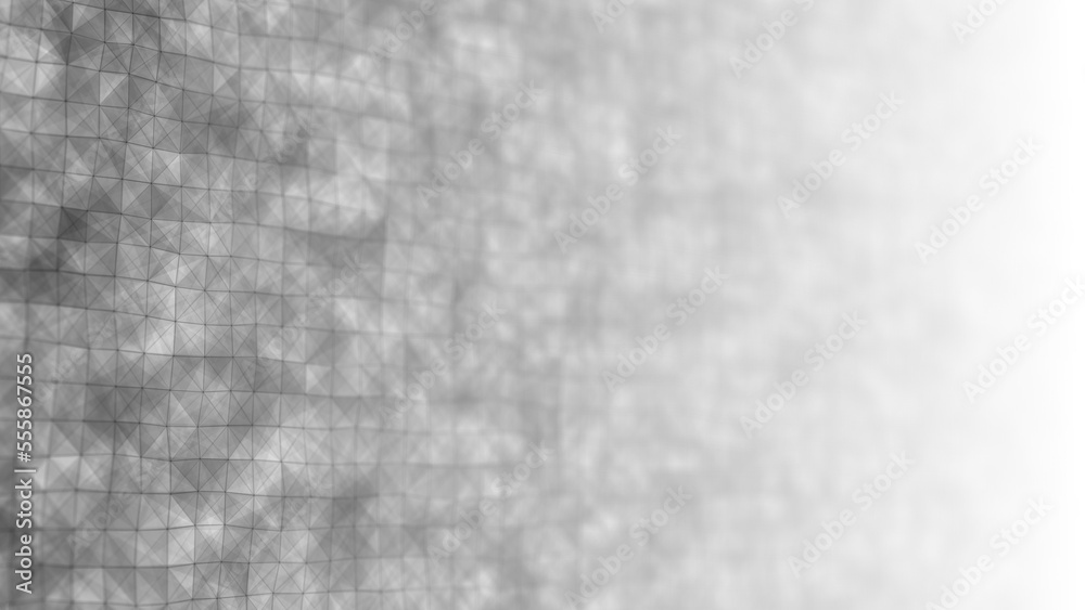 Poster Wave of particles on a white background. Abstract interlaced lines and dots. Digital connection of elements. Imitation of waves. 3d rendering.