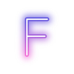 Alphabet uppercase F neon light purple pink