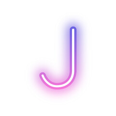 Alphabet uppercase J neon light purple pink